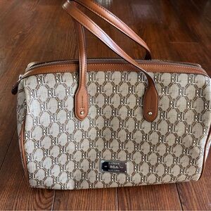 Ralph Lauren signature print Tan and Brown Satchel